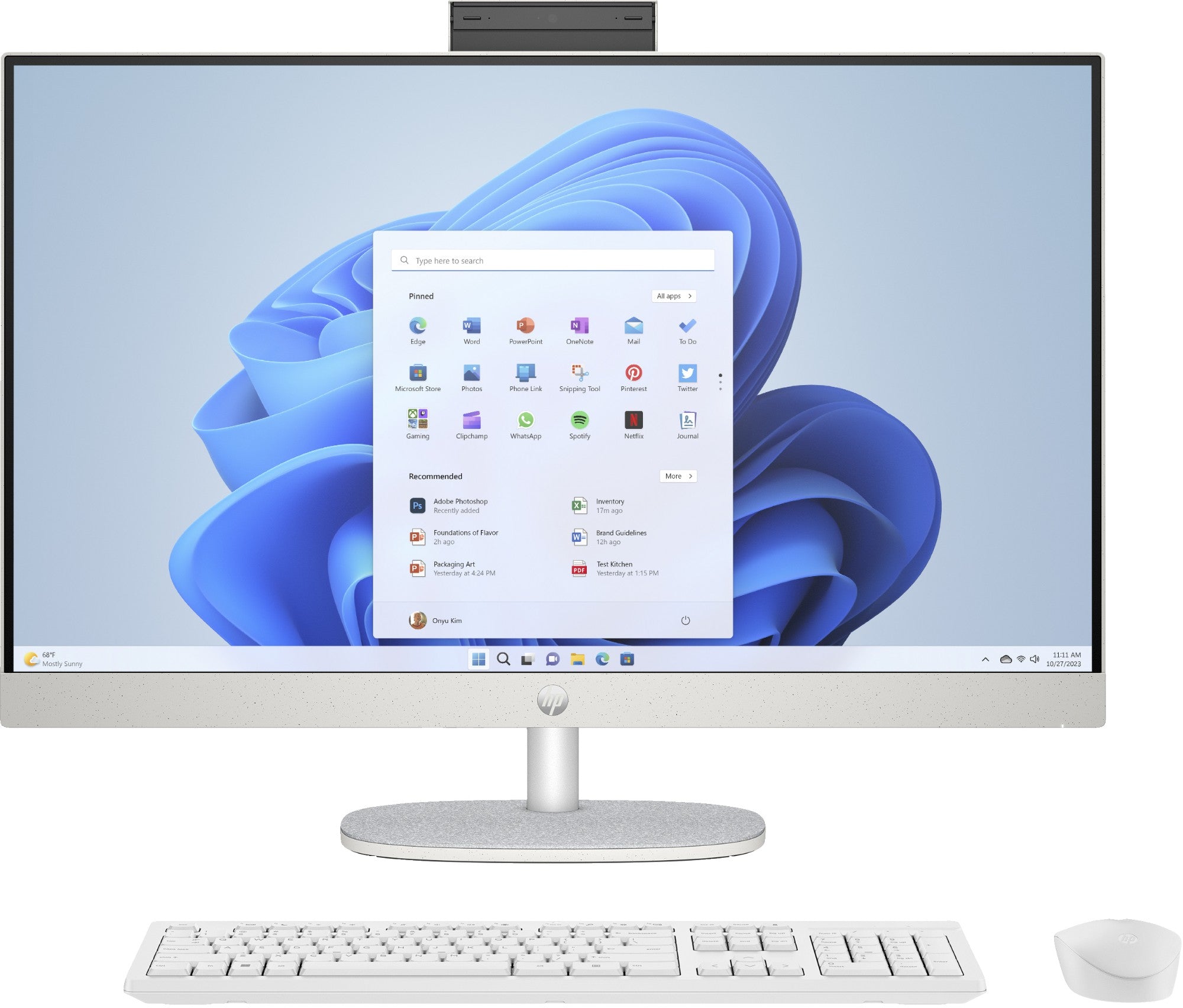 HP 27-cr1003na PC Intel Core Ultra 7 155U 68.6 cm (27") 1920 x 1080 pixels All-in-One PC 8 GB DDR5-SDRAM 512 GB SSD Windows 11 Home Wi-Fi 6 (802.11ax) White  - Computers - HP