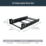 StarTech.com 3U Fixed 19" Adjustable Depth Universal Server Rack Rails