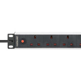 Intellinet 19" 1U PDU 7-way UK, Overload Protection, Rackmount, Power Distribution Unit, UK 3-pin outlets, 3m power cord, output