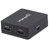 Manhattan HDMI Splitter 2-Port , 1080p, Black, Displays output from x1 HDMI source to x2 HD displays (same output to both displays), USB-A Powered (cable included, 0.7m), Three Year Warranty