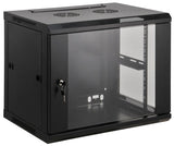 Intellinet 19" Network Cabinet - Wall Mount (Standard), 6U, 600mm Deep, Black, Assembled, Max 60kg, Suitable also for use on desk or floor, Usable Depth 500mm, Metal & Glass Door, Back Panel, Removeable Sides, Parts for wall install (eg screws/rawl plugs)