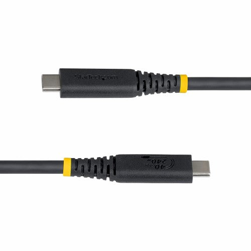 StarTech.com 50cm (1.6ft) USB4 Cable, 40Gbps, USB-IF Certified USB-C Cable, 240W PD, 8K 60Hz/4K 240Hz DP2.1 DP40, TPE Jacket, Thunderbolt 4 Compatible - Black USB-C Cord