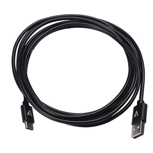 V7 Black USB Cable USB 2.0 A Male to USB-C Male 2m 6.6ft