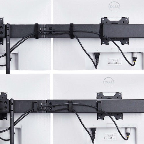 StarTech.com Crossbar Triple Monitor Desk Mount For Up To Three 27in Screens, VESA 75x75/100x100, Tool-Less Arm Adjustments, C-Clamp/Grommet, Spring-Assisted Arm