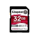 Kingston Technology 32GB Canvas React Plus SDHC UHS-II 300R/260W U3 V90 for Full HD/4K/8K