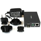 StarTech.com Multi-Mode (MM) LC Fiber Media Converter for 10/100/1000 Networks, Standalone Gigabit Ethernet to LC Converter, SFP Transceiver Included, 850nm, 550m - TAA