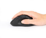 Manhattan Ergonomic Wireless Mouse, Right Handed, Adjustable 800/1200/1600dpi, 2.4Ghz (up to 10m), Six Button with Scroll Wheel, Combo USB=A and USB-C receiver, Black, AA battery (included), Three Year Warranty