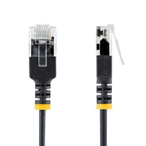 StarTech.com 30cm Black Ultra Slim CAT6a Ethernet Cable, Snagless, UTP, Pure Bare Copper Wire, 34AWG Slim RJ45 Network Patch Cord, Individually Tested
