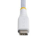 StarTech.com 1m (3ft) White USB-C Charging Cable, 60W (3A) PD, Dual-Layer Braided Nylon/TPE Jacket, Rugged USB C Charging Cord, USB 2.0 Laptop Charger Cable