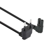 Manhattan Mains Power Cord/Cable (Right Angled), Euro 2-pin (CEE 7/16 Euro 8) plug to C7 Female (figure of eight), 2m, 2.3A, Black, Lead, Lifetime Warranty