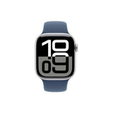 Apple Watch Series 10 GPS + Cellular 46mm Silver Aluminium Case with Denim Sport Band - S/M
