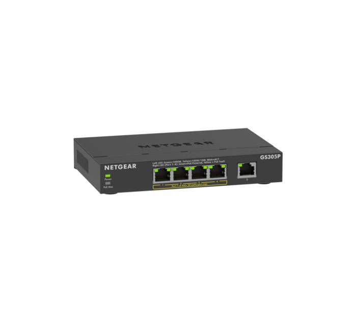 NETGEAR GS305Pv3 Unmanaged Gigabit Ethernet (10/100/1000) Power over Ethernet (PoE) Black  - Networking - Netgear