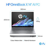 HP OmniBook X 14-fe0000na Copilot+ PC Snapdragon X1E-78-100 Laptop 35.6 cm (14") Touchscreen 2.2K 16 GB LPDDR5x-SDRAM 1 TB SSD Wi-Fi 6E (802.11ax) Windows 11 Home Silver