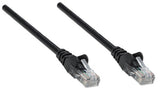 Intellinet Network Patch Cable, Cat5e, 1m, Black, CCA, U/UTP, PVC, RJ45, Gold Plated Contacts, Snagless, Booted, Lifetime Warranty