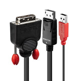 Lindy 5m DVI-D (with USB) to DP Active Adapter Cable, Black