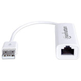 Manhattan USB-A Fast Ethernet Adapter, 10/100 Mbps Network, 480 Mbps (USB 2.0), Hi-Speed USB, RJ45, White, Three Year Warranty