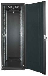 Intellinet 19" Network Cabinet - Free Standing, 22U, 600x800mm (width x depth), Black, Flatpack, Max 1500kg, Multi-Point Door Lock, One Lock Per Side Panel, Usable Depth 123 to 573mm, IP20 rated, Rack, Steel