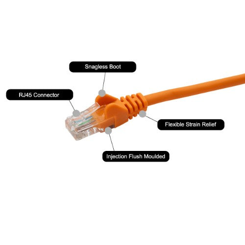 connektgear 2m RJ45 CAT5e UTP Stranded Flush Moulded Network Cable - 24AWG - Orange