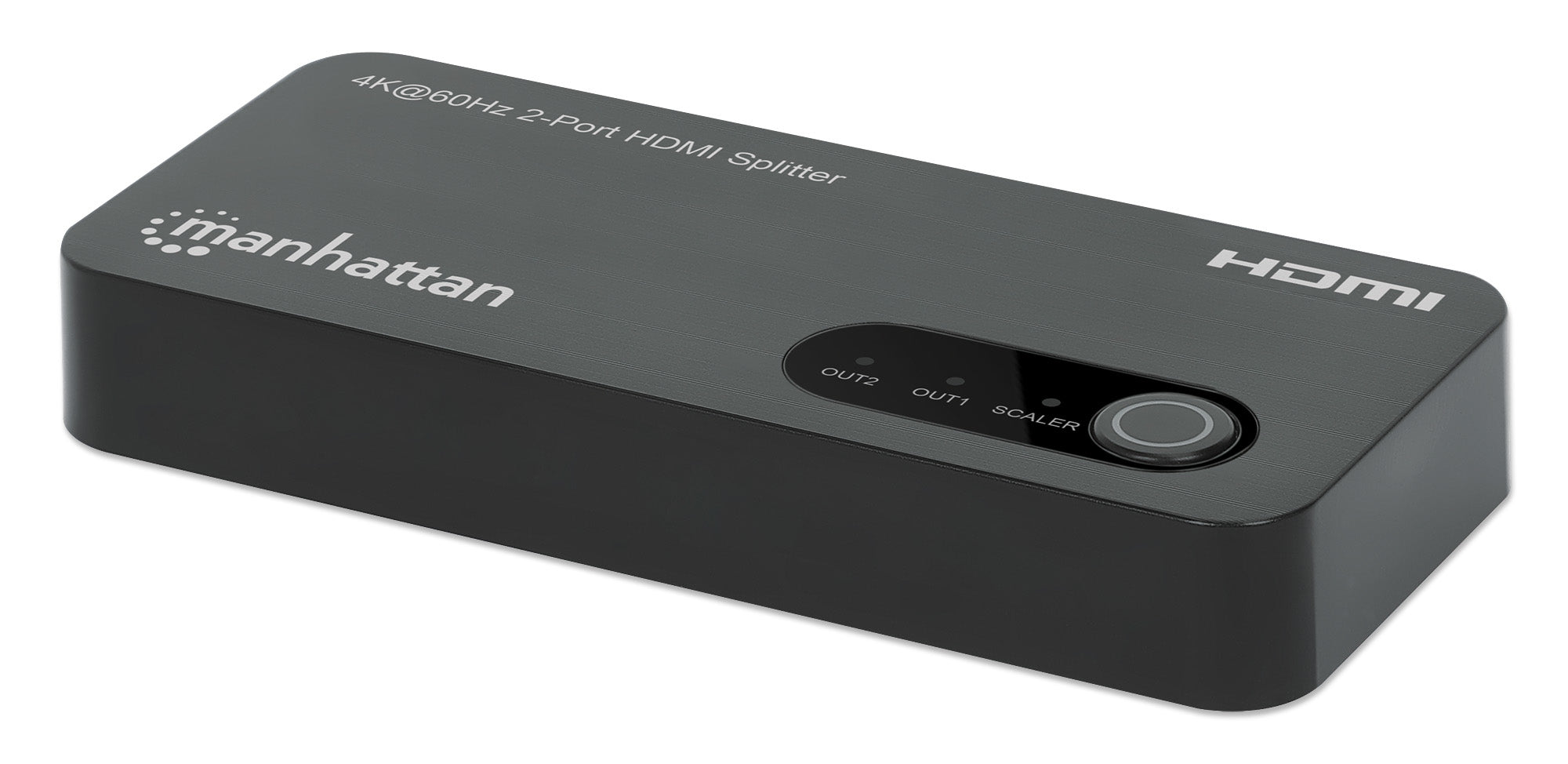 Manhattan 4K@60Hz 2-Port HDMI Splitter Splits One HDMI Input to Two HDMI Outputs (1x2), 18G, Micro-USB input for power, EDID Switch for Downscaling to 1080p, Black, 3 year warranty  - AV & Photo - Manhattan