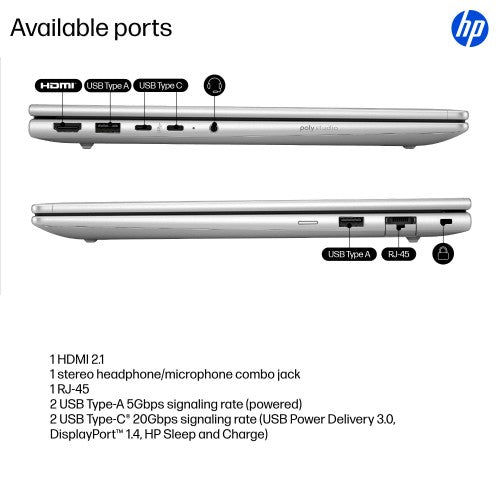 HP ProBook 4 G1i AI Intel Core Ultra 5 225U Laptop 35.6 cm (14") WUXGA 16 GB DDR5-SDRAM 256 GB SSD Wi-Fi 6E (802.11ax) Windows 11 Pro AI PC Silver