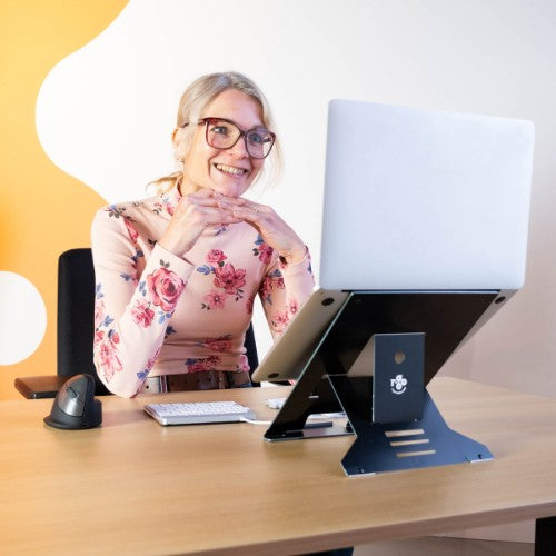R-Go Tools Laptop stand R-Go Riser Document, ergonomic, foldable and adjustable stand with document holder, black