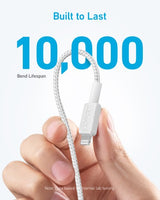 Anker Braided USB-C to Lightning Charging Cable 0.9 m, White