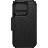 OtterBox Strada Series Folio MagSafe for iPhone 15 Pro, Shadow (Black)