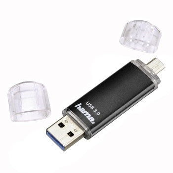 Hama Laeta Twin USB Flash Drive, USB 3.0, 128 GB, 40 MB/s, black