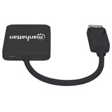 Manhattan DisplayPort 1.2 to 2-Port HDMI Splitter Hub with MST, 4K@30Hz, USB-A Powered, Video Wall Function, HDCP 2.2, Black, MST = Multi-Stream Transport, 3 Year Warranty