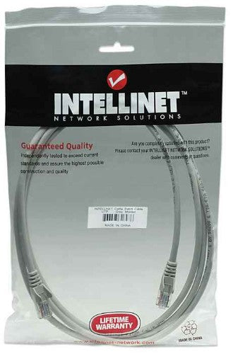 Intellinet Network Patch Cable, Cat5e, 5m, Grey, CCA, U/UTP, PVC, RJ45, Gold Plated Contacts, Snagless, Booted, Lifetime Warranty