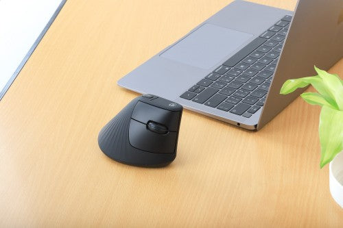 Manhattan Ergonomic Vertical Wireless Mouse (Right Handed), Black, Adjustable 800/1200/1600dpi, 2.4Ghz (effective range up to 10m), Six Button with Scroll Wheel, Nano USB-A receiver, AA battery (included), Three Year Warranty