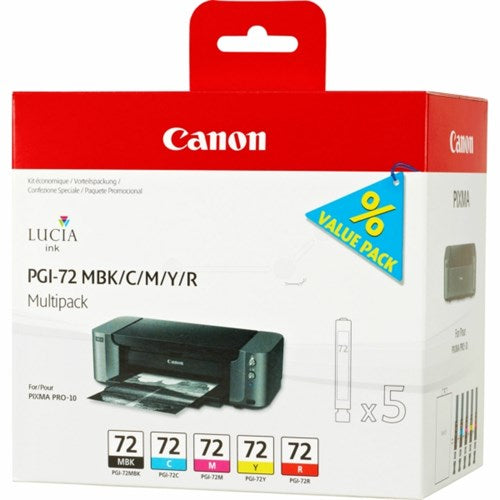 Canon 6402B009/PGI-72 Ink cartridge multi pack MBK,C,M,Y, R 5x14ml Pack=5 for Canon Pixma Pro 10