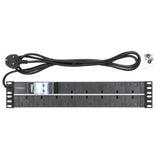 Intellinet 19" 2U PDU 15-way UK, With 2P air breaker, Rackmount, Power Distribution Unit, UK 3-pin outlets, 3m power cord, output