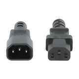 Manhattan Power Cord/Cable, C14 Male to C13 Female (kettle lead), Monitor to CPU, 5m, 10A, Black, Lead, Lifetime Warranty