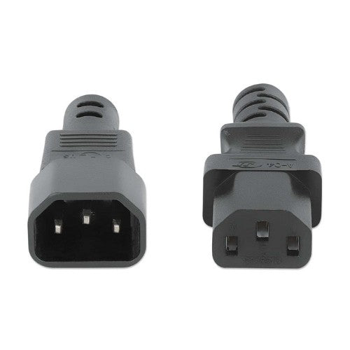 Manhattan Power Cord/Cable, C14 Male to C13 Female (kettle lead), Monitor to CPU, 5m, 10A, Black, Lead, Lifetime Warranty
