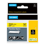 Dymo 18491/S0718090 Ribbon Nylon flexible black on yellow 19mm x 3,5m for Dymo Rhino 6-19mm/24mm