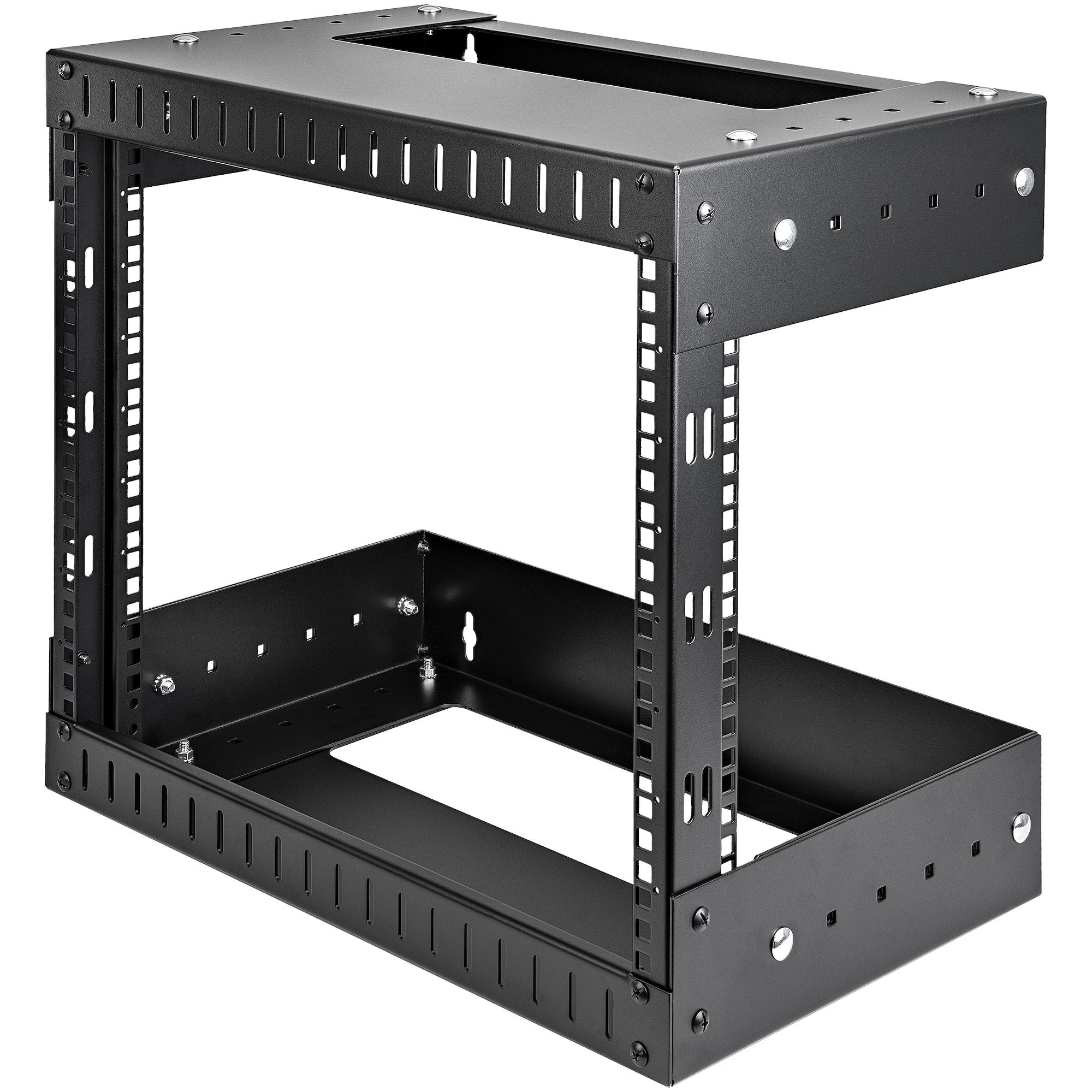 8U 19" Wall Mount Network Rack - Adjustable Depth 12-20" 2 Post Open Frame Server Room Rack for AV/Data/ IT Communication/Computer Equipment/Switch w/Cage Nuts & Screws