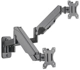 Manhattan Dual Wall Mount for TV & Monitors (Full Motion Gas Spring), For screens 17" to 32", VESA compatibility: 75x75mm and 100x100mm - check the dimensions of the four mounting holes on back of screen to ensure it fits, Max 8kg each, Black, Bracket