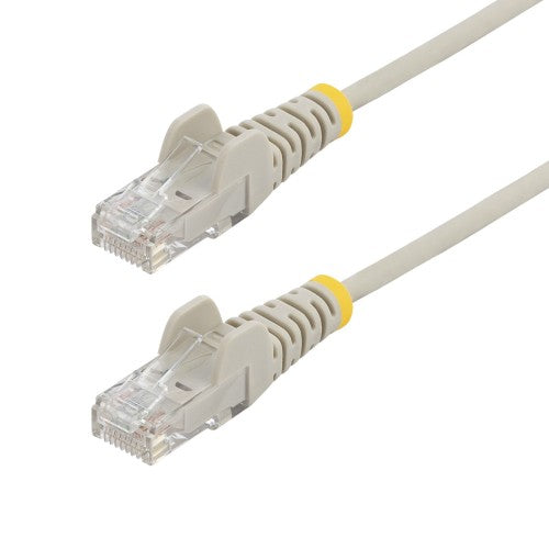 StarTech.com 15m Gray Slim CAT6 Ethernet Cable, Snagless, 100W PoE, UTP, LSZH, 28AWG Pure Bare Copper Wire, Slim RJ45 Network Patch Cord w/Strain Reliefs, Fluke Tested