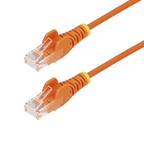 StarTech.com 15m Orange Slim CAT6 Ethernet Cable, Snagless, 100W PoE, UTP, LSZH, 28AWG Pure Bare Copper Wire, Slim RJ45 Network Patch Cord w/Strain Reliefs, Fluke Tested