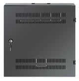 Intellinet Low-Profile 19" Wall Mount Cabinet with 4U Horizontal and 2U Vertical Rails Slim, Space-saving Enclosure with Only 170 mm (6.7 in.) Depth, Ideal for AV, Multimedia and Surveillance Applications, Assembled, Black RAL 7021