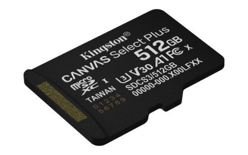 Kingston Technology 512GB microSDXC Canvas Select Plus Gen3 150MB/s A1 Card + Adapter