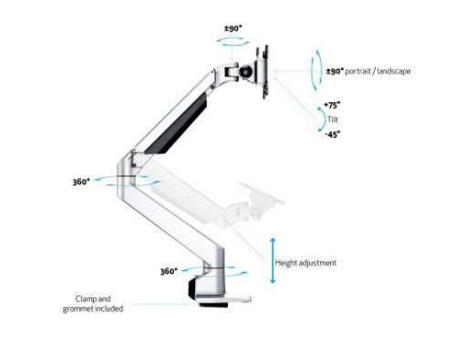 Multibrackets M VESA Gas Lift Arm Single Silver
