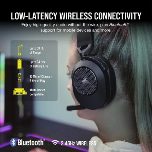 Corsair HS65 Headset Wireless Head-band Gaming Bluetooth Black