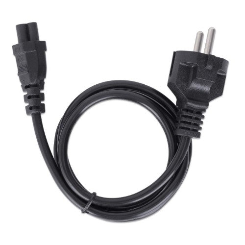 Manhattan Mains Power Cord/Cable, Euro 2-pin (CEE 7/4 Schuko) plug to C5 Female (cloverleaf/triangular), 1m, 2.5A, Lead, Lifetime Warranty