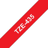 Brother TZE-435 DirectLabel white on red Laminat 12mm x 8m for Brother P-Touch TZ 3.5-18mm/6-12mm/6-18mm/6-24mm/6-36mm