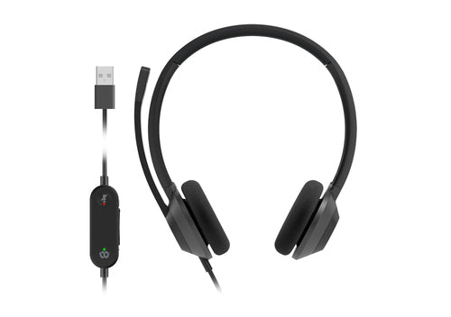 Cisco Headset 322Q USB, Wired Dual On-Ear Headphones, Microsoft Teams Controller with USB-A, Carbon Black, 2-Year Limited Liability Warranty (HS-W-322Q-C-USB)