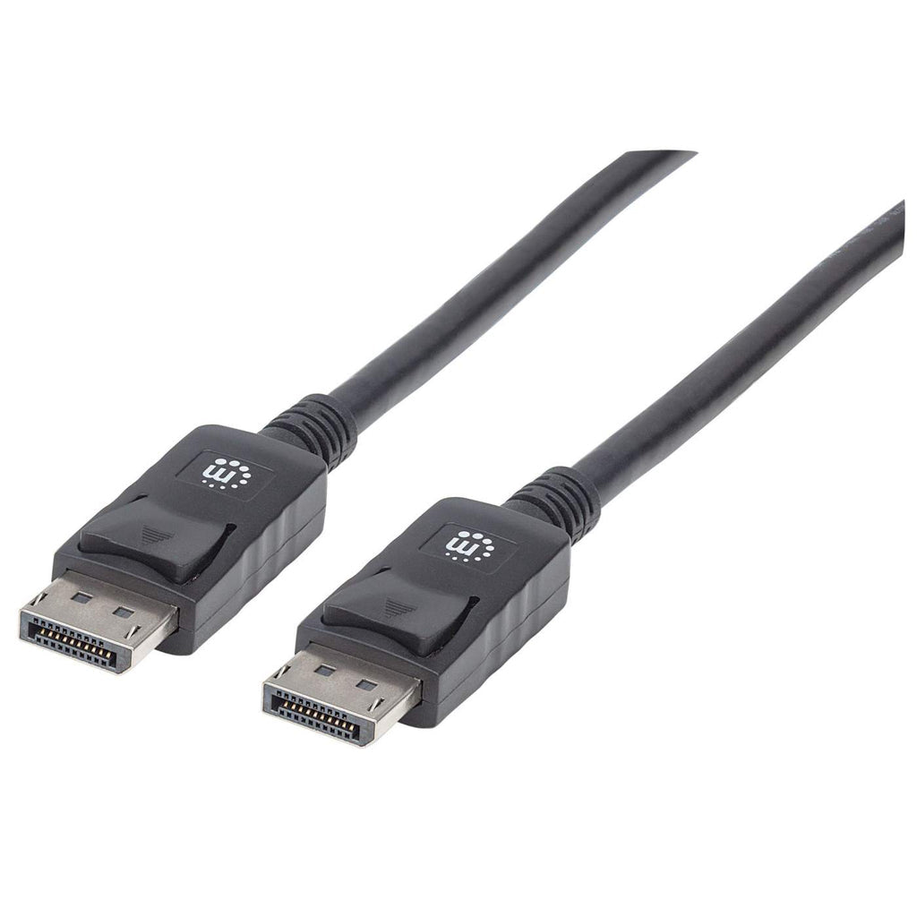 Manhattan DisplayPort 1.1 Cable, 1080p@60Hz, 2m, Male to Male, With Latches, Fully Shielded, Black, Lifetime Warranty, Blister  - Computer Cables - Manhattan