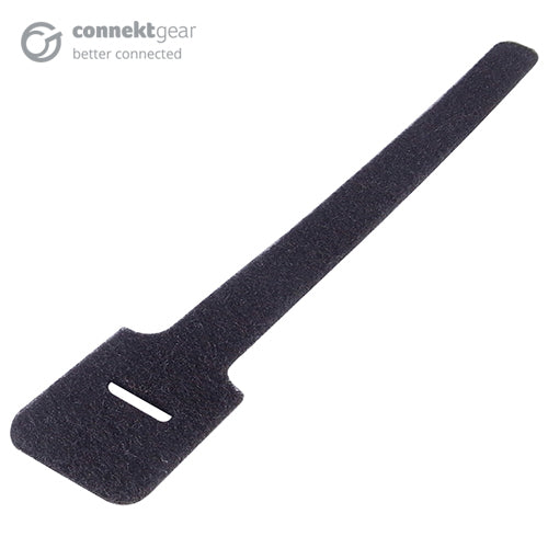 connektgear Hook and Loop Cable Ties 200 x 12mm - Pack of 10 - Black  - Electrical Supplies - connektgear