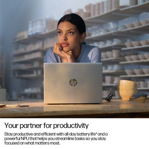 HP ProBook 4 G1q Next Gen AI PC Copilot+ PC Snapdragon X1-26-100 Laptop 35.6 cm (14") WUXGA 32 GB LPDDR5x-SDRAM 512 GB SSD Wi-Fi 7 (802.11be) Windows 11 Pro Silver